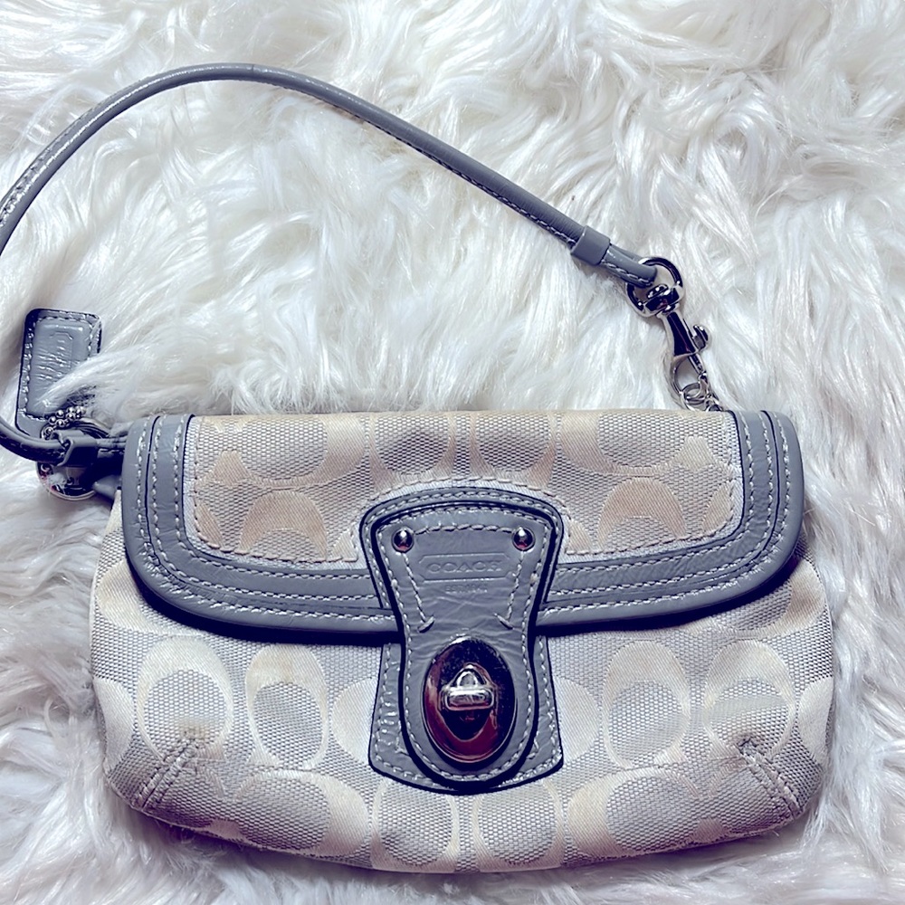 Coach gray wristlet.